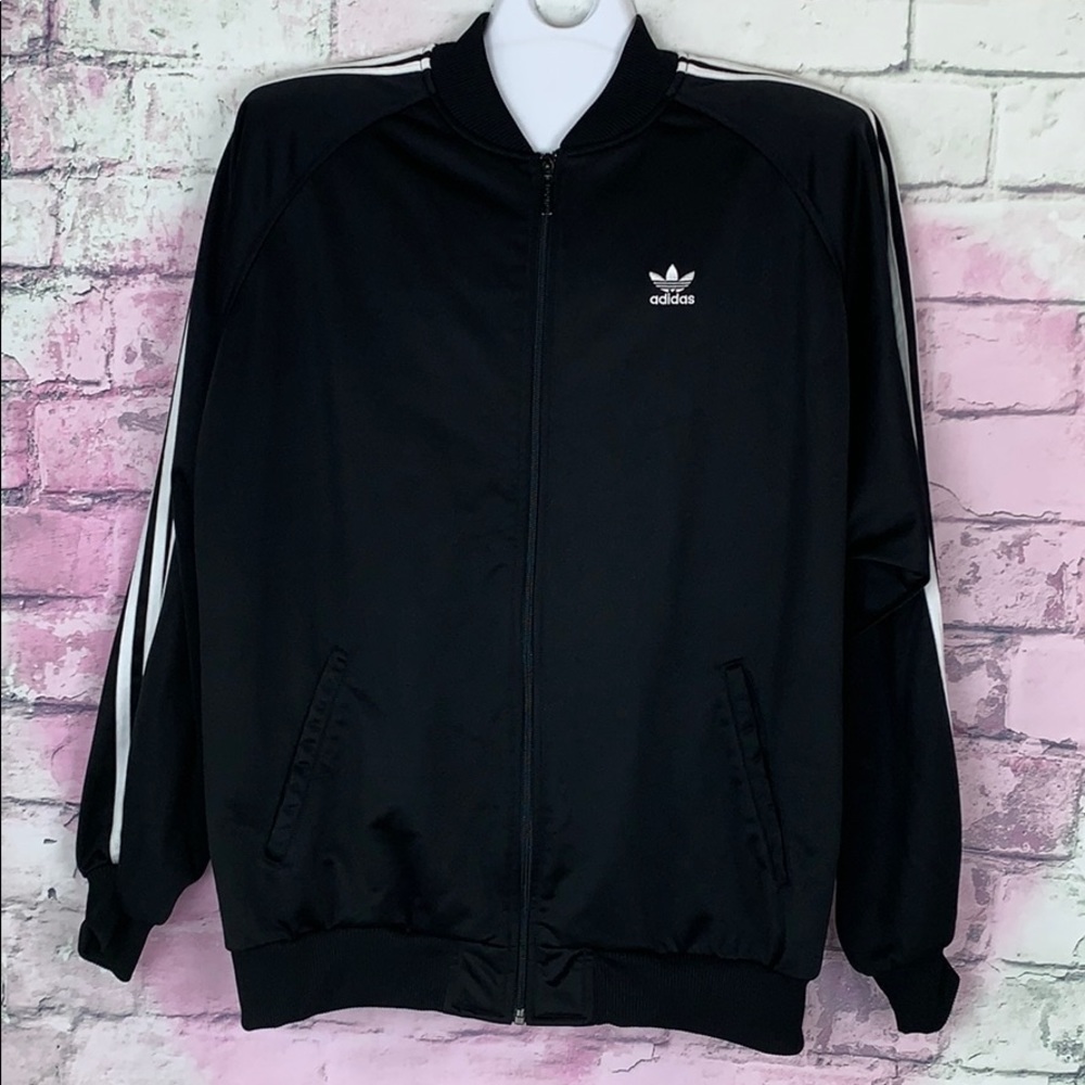 Adidas men’s vintage tag black track zip jacket XL